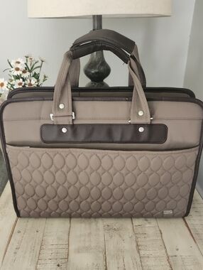lug Quilted Taupe and Dark Brown Laptop Briefcase